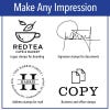 Make any impression  graphic showing a logo, signature, address, and business stamp