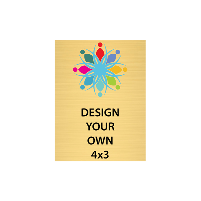 Vertical Full Color Brass Signs 4" x 3"