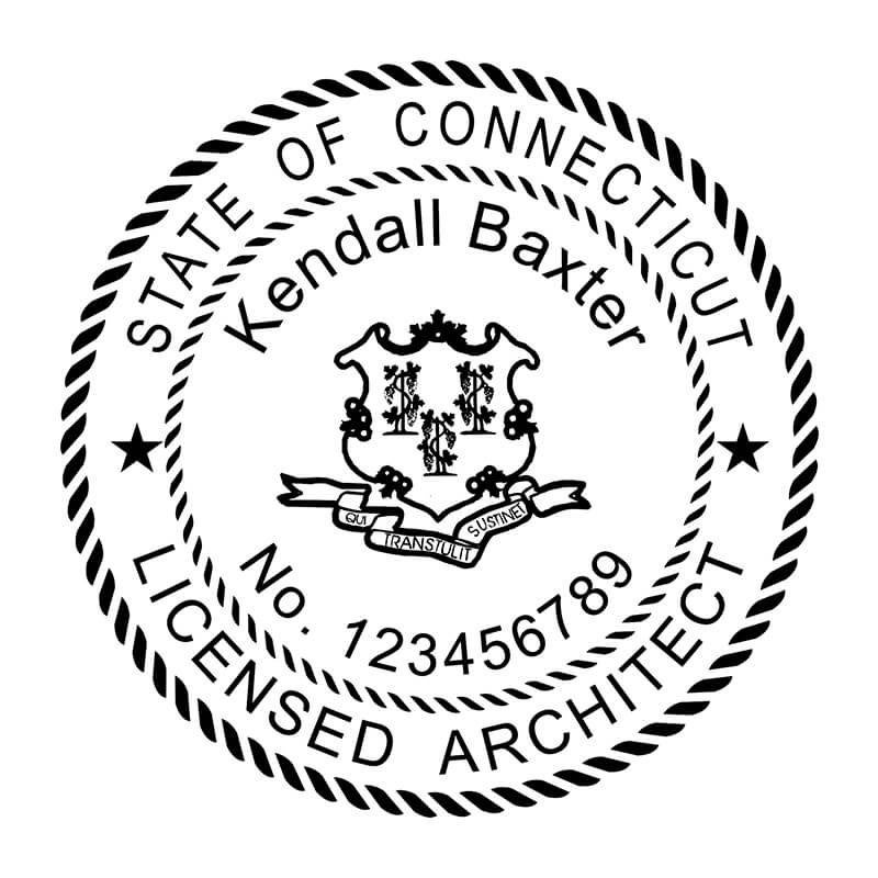 State of Connecticut licensed architect seal.