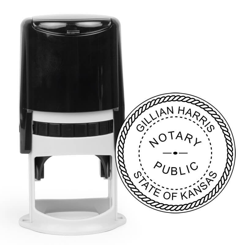 Kansas self-ink stamp with impression.