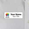 A Full Color Custom Name Tag - 1" x 3" on a off-white material background