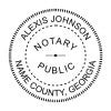 Georgia notary public stamp with circular layout and personalized name. 