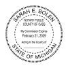 Michigan Notary Round Seal impression in black ink- Choose Stamp or Embosser
