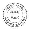 Rhode Island Round Notary Seal impression in black ink