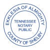 Tennessee without Date Round Notary Seal impression in blue ink