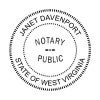 West Virginia notary public seal with expiration date, name, and commission number.