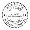 State of Alabama professional engineer seal with custom number and name.