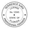 A close up of the State of Florida Engineer stamp impression