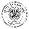 Maryland architect stamp design with name, license number, and state seal.