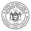 A close-up on the State of New York Land Surveyor Seal