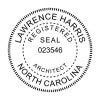 North Carolina architect seal design with custom name and license number. 
