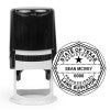 Texas land surveyor self-inking stamp featuring a black handle and octagonal seal with customizable name and license number.