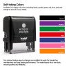 Self inking stamp ink color options: Blue, Black, red, green, pink