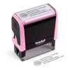New Mexico Pink Rectangle Notary Stamp Sitting Next to Stamp Impression