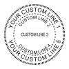 Custom 5 Line Round Border Design Stamp impression shown in black ink
