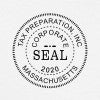 Impression on grey paper from the Corporate Seal Stamp with Year