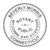 Impression image of the Connecticut Round Notary Stamp with expiration date