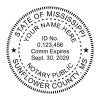 Mississippi notary stamp with name, commission expiration, and circular seal layout.