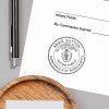 Example of Massachusetts Notary Pink Stamp - Round Impression on Paper