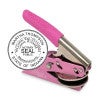 Indiana Notary Pink Seal Embosser Impression Laid on Top of Embosser