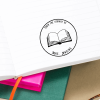 Round Open Book Library Stamp Body and Design