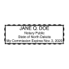 North Dakota Notary Pink Stamp - Rectangle Imprint Example