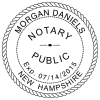 New Hampshire Notary Pink Stamp - Round Design Imprint Example