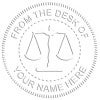 From The Desk of Seal with Scales of Justice embossed impression