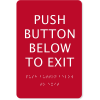 ADA Braille Push Button Exit Sign | 9" x 6"