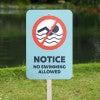 An Aluminum Sign Notice for a No Swimming Area