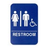 Blue Unisex Handicap 9" x 6" ADA Braille Restroom Sign