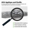 Infographic explaining the ADA compliant applique and braille