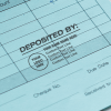 Custom Deposited By Financial Stamp with Custom Logo in Use