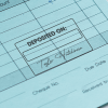 Deposited On with Custom Script Name Financial Stamp in Use