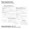 Notary stamp impression size chart with round seal samples shown on form templates.