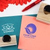 Exampes of the custom logo stamps on paper