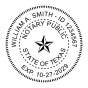 Texas Round Notary Seal - Choose Stamp or Embosser