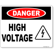 Danger High Voltage Icon 8"; x 10" Full Color Sign 