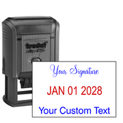 Self-Inking Top Signature Stamp with Custom Text and Dater