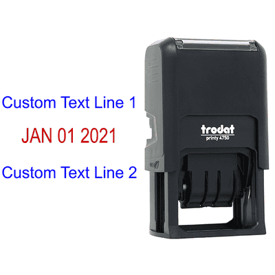 Self-Inking Top and Bottom Line Custom Date Stamp Body and Design