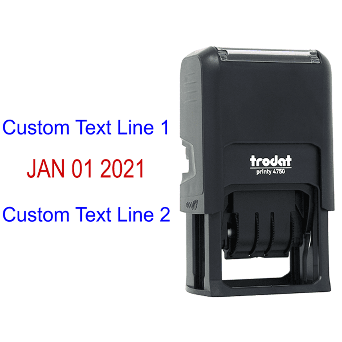 Self-Inking Top and Bottom Line Custom Date Stamp Body and Design