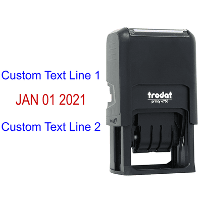Self-Inking Top and Bottom Line Custom Date Stamp Body and Design