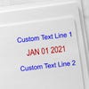 Self-Inking Top and Bottom Line Custom Date Stamp Imprint Examples on Envelopes