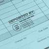 Custom Deposited By Financial Stamp with Custom Logo in Use