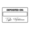 Deposited On with Custom Script Name Financial Stamp