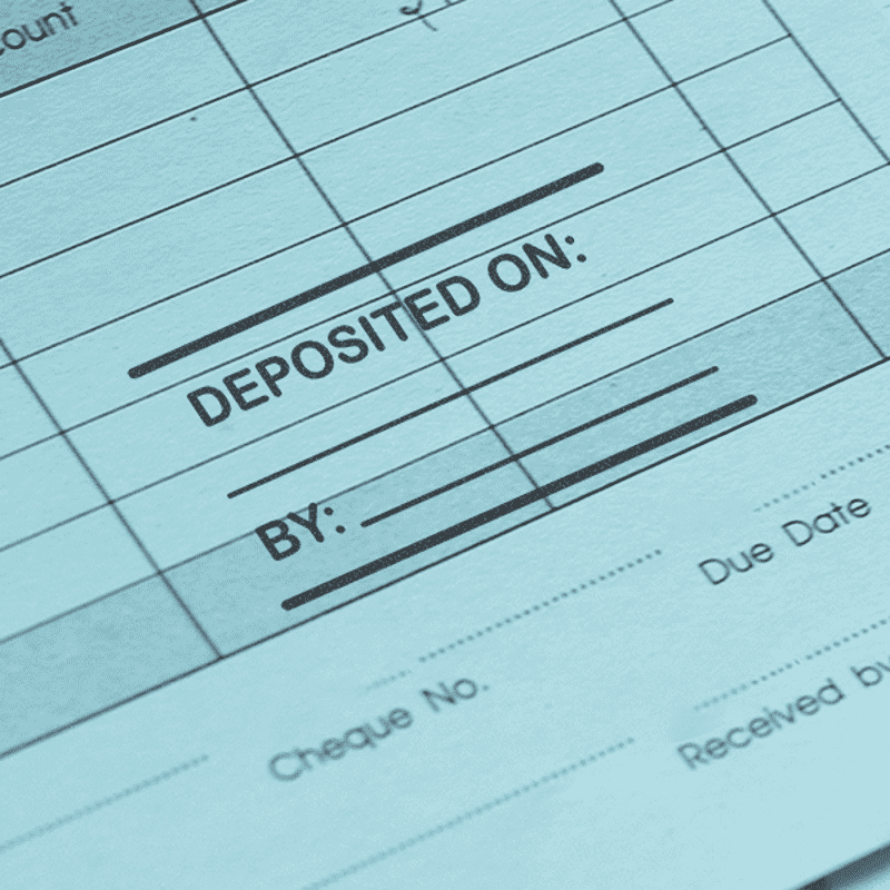 Custom Write in Deposited On Financial Stamp in Use