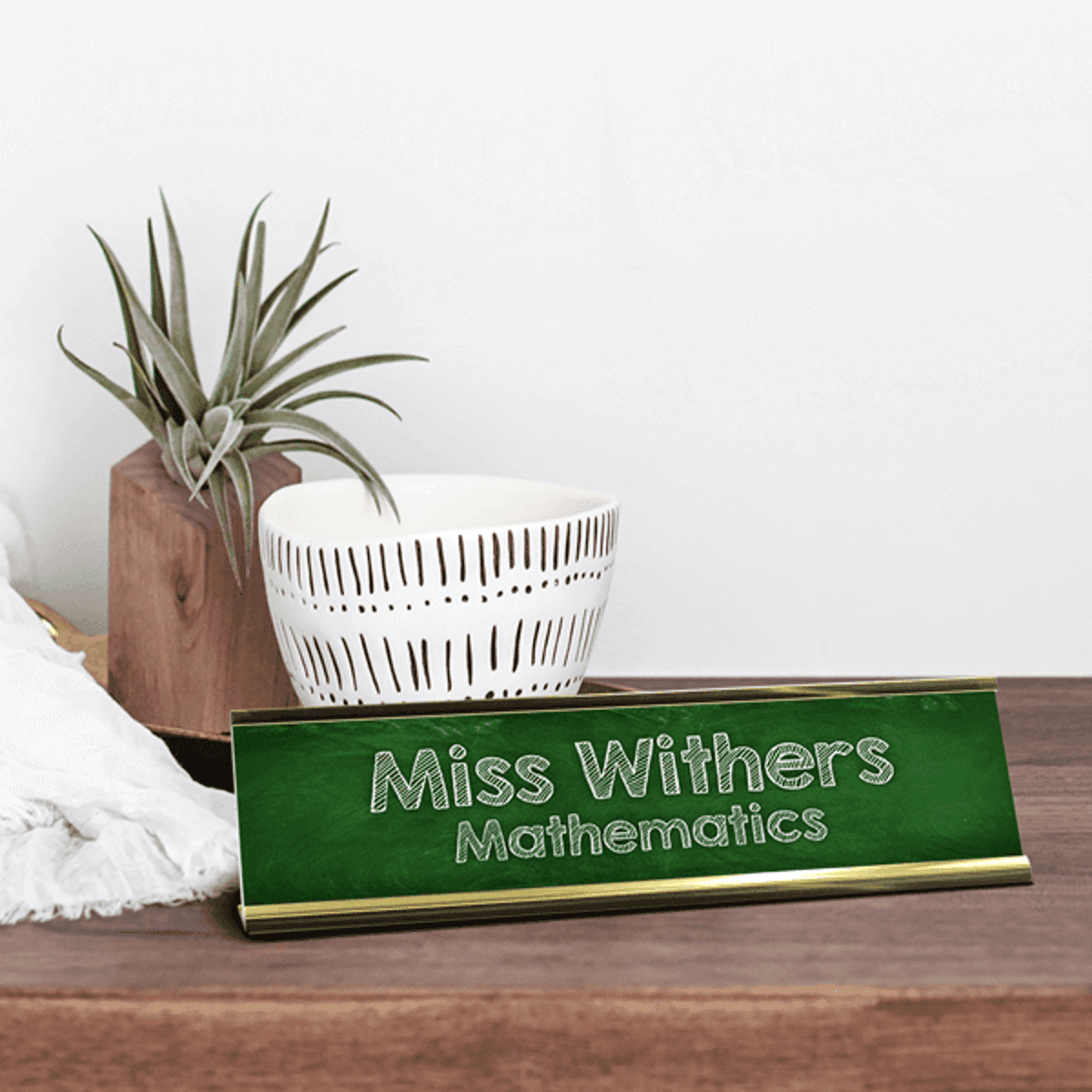 Green Chalkboard Style Teacher Desk Plate
