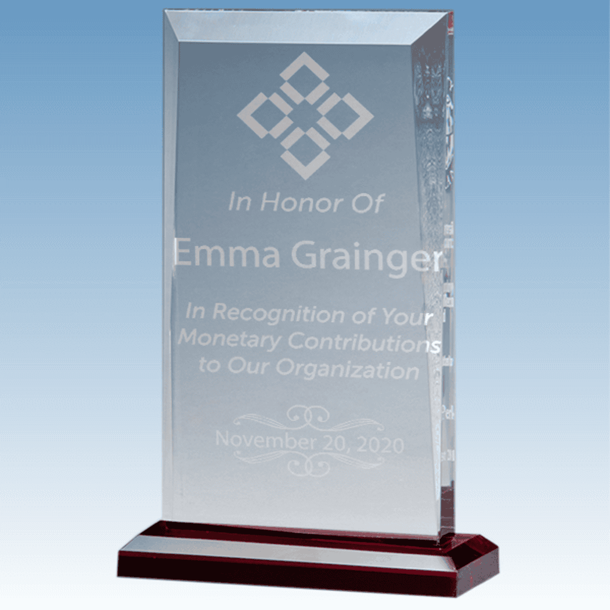 Donor Recognition Apex Style Acrylic Award w/ Red Base
