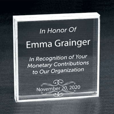 Donor Recognition Clear Paperweight