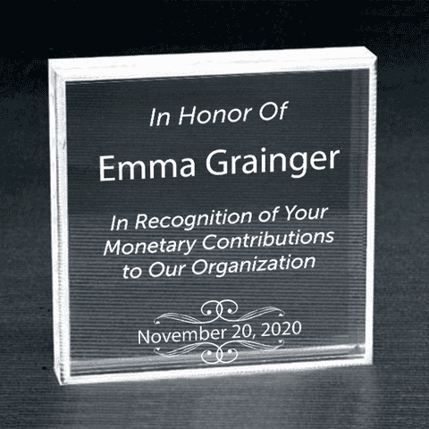Donor Recognition Clear Paperweight